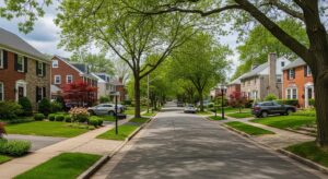 Single family homes in a suburban neighborhood near Doylestown Pennsylvania